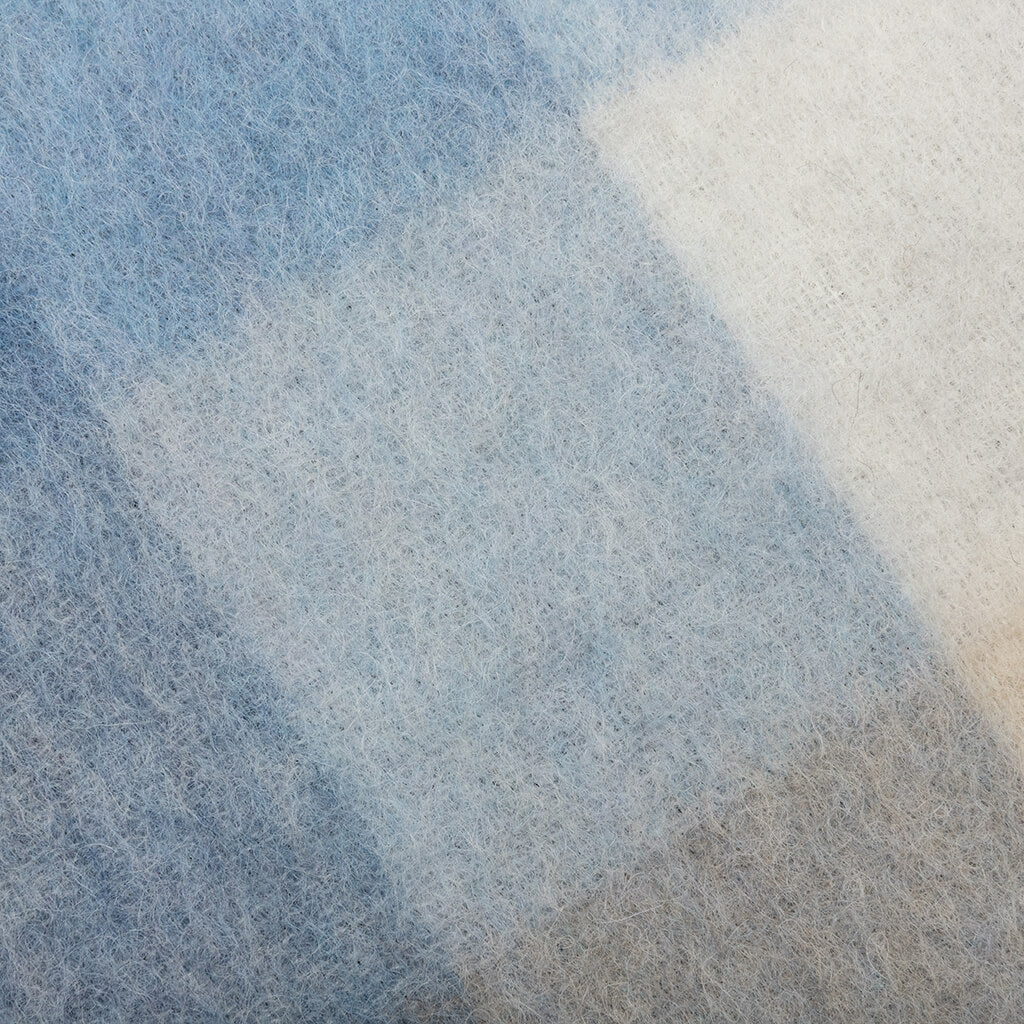 Mohair Checked Scarf - Pastel Blue/Beige