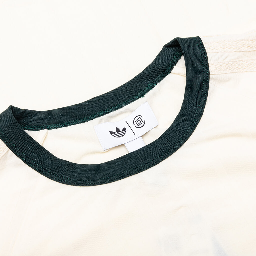 Rib Tee - Cream White/Green Night