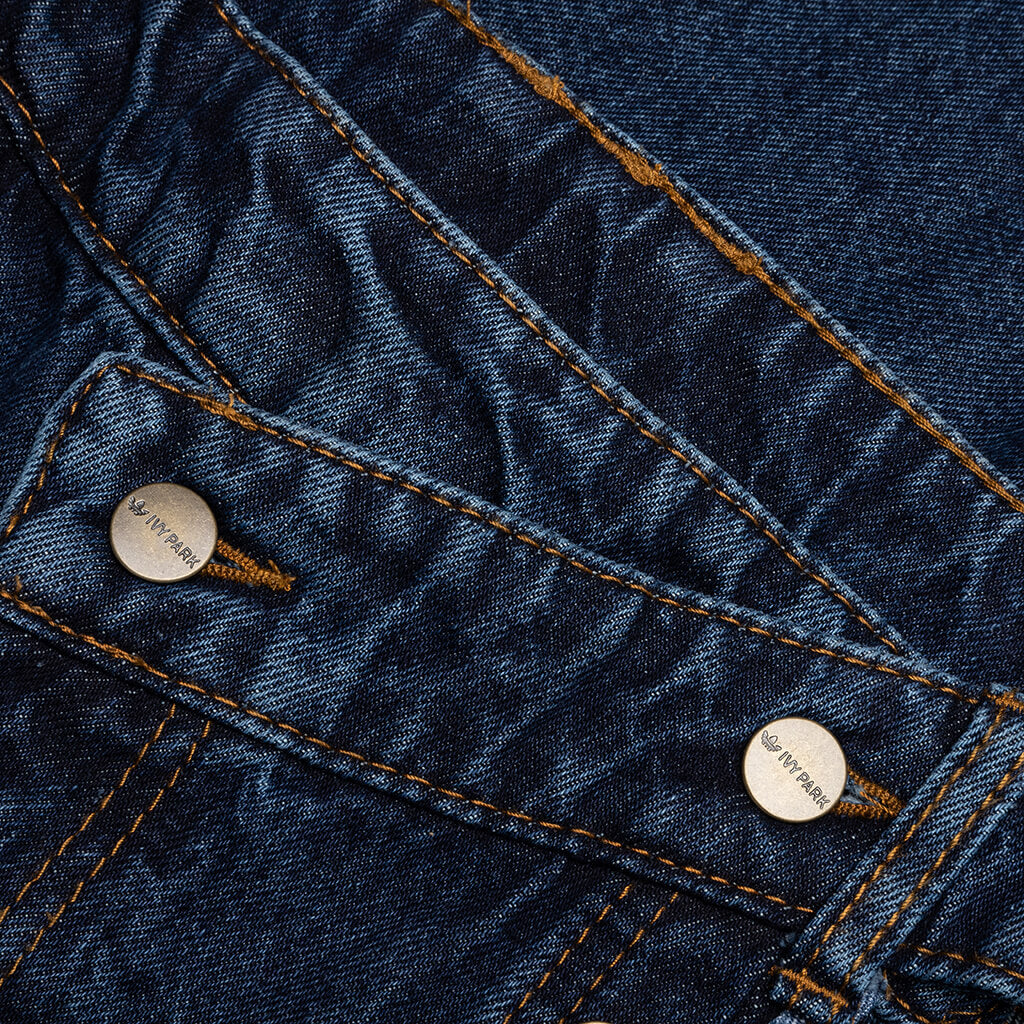 Denim Snap Pants - Dark Denim