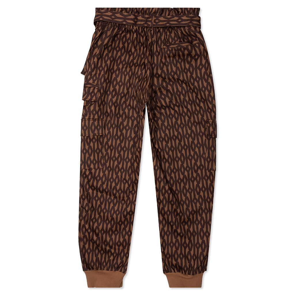 Monogram Zipper Pant - Wild Brown/Night Red