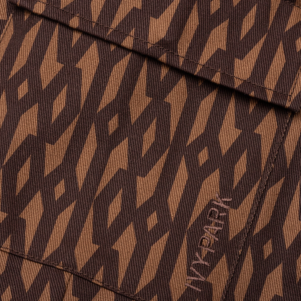 Monogram Zipper Pant - Wild Brown/Night Red