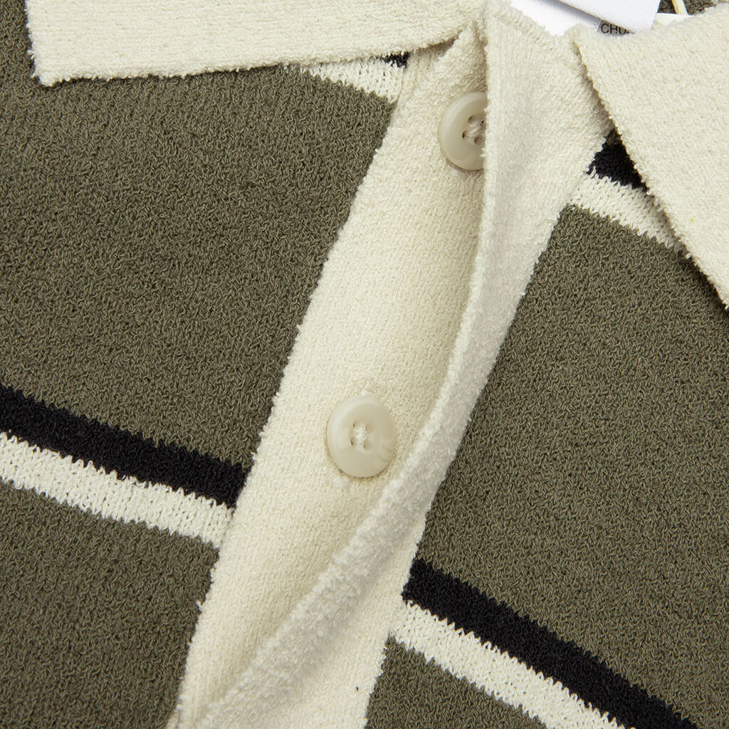 007 Long Sleeve Polo - Olive Strata/Alumina/Black
