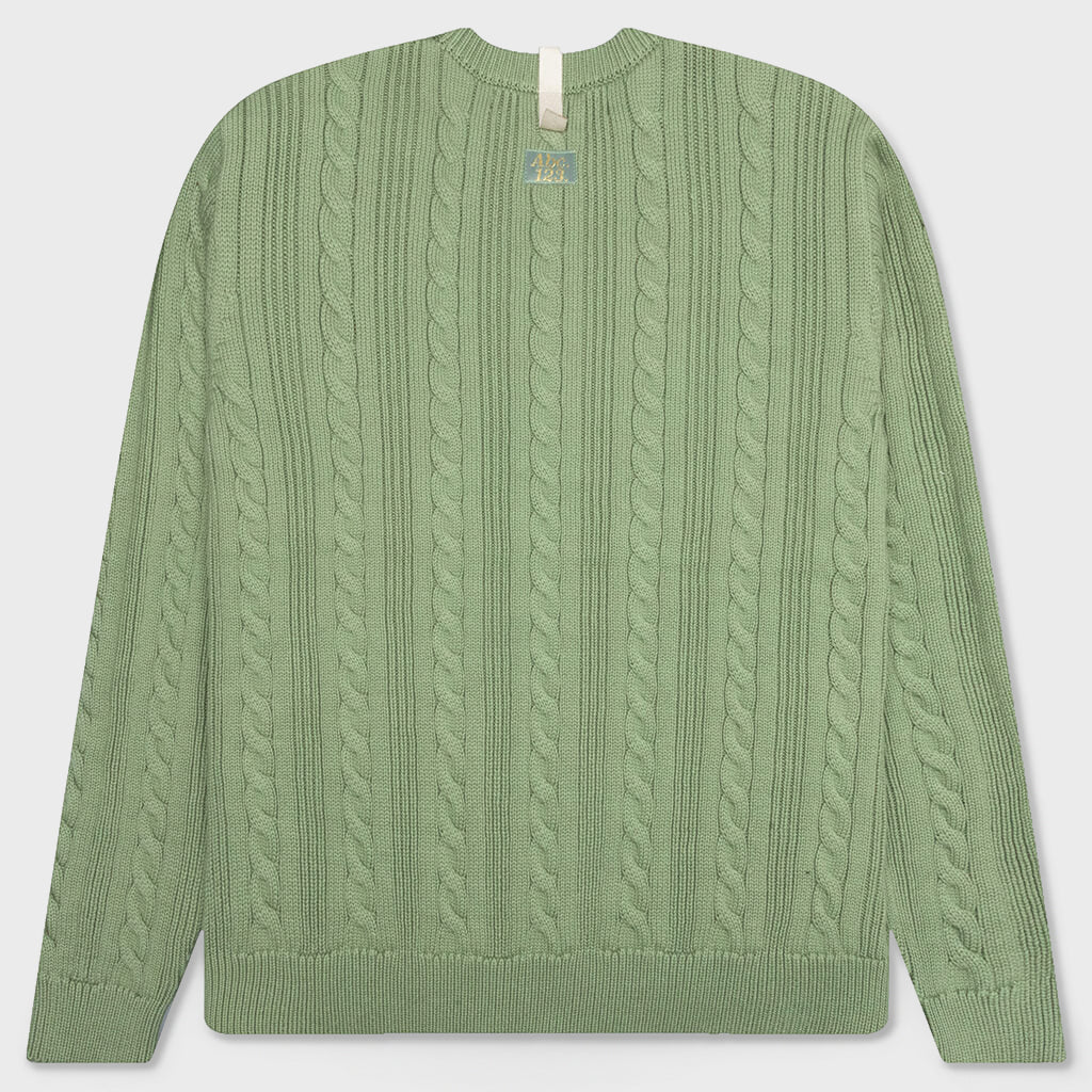 Cableknit Cardigan-Aventurine Green