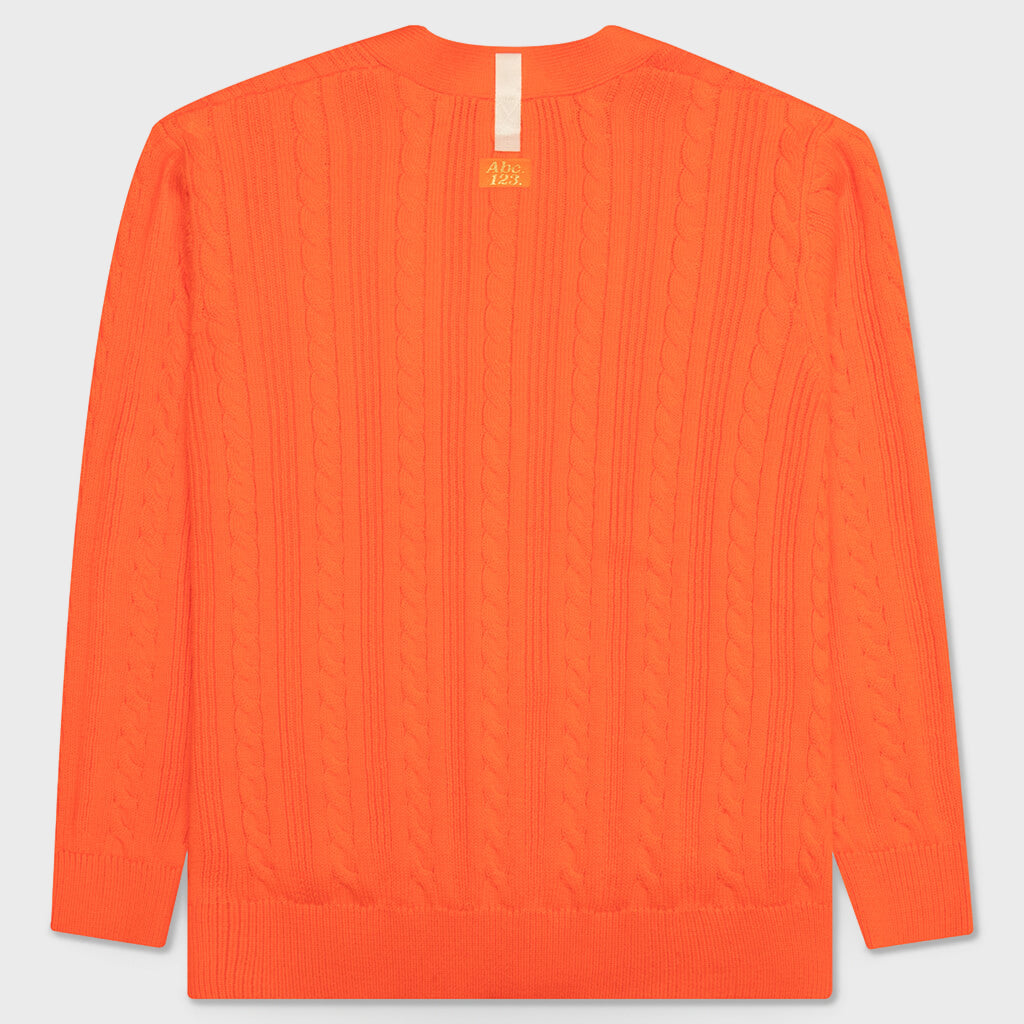 Cableknit Cardigan - Carnelian Orange