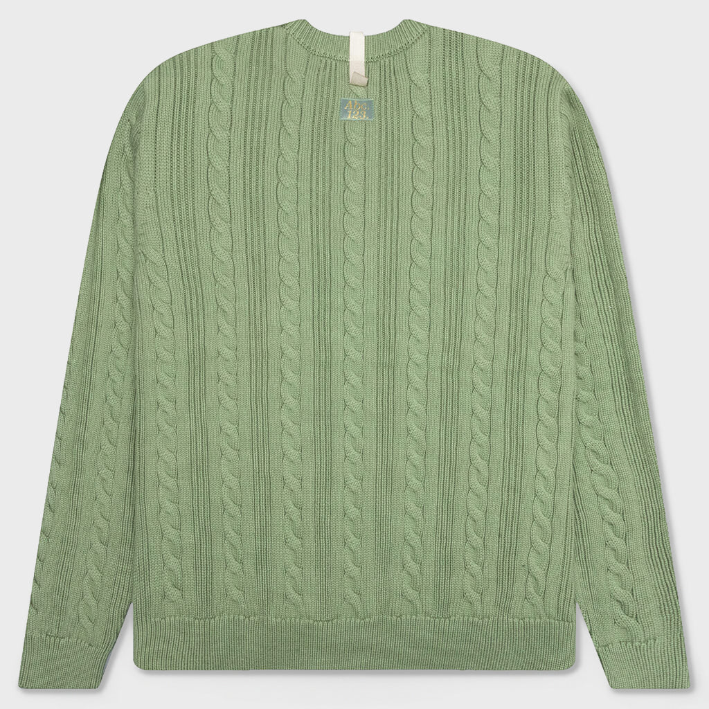 Cableknit Crewneck-Aventurine Green