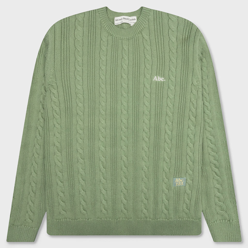 Cableknit Crewneck-Aventurine Green