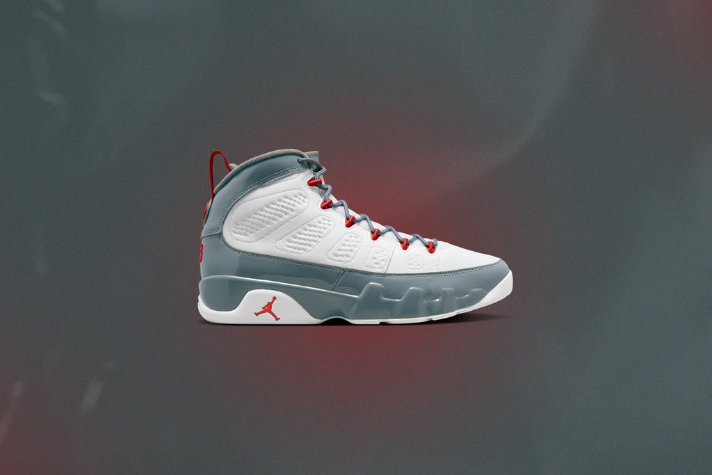 Air Jordan 9 Retro Fire Red (GS) - White/Fire Red/Cool Grey