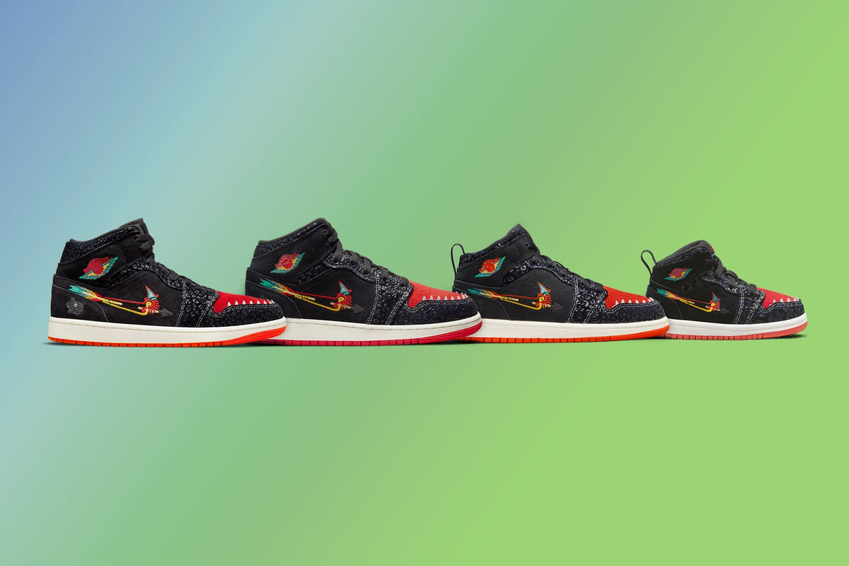 Air Jordan 1 Mid SE (TD) "Siempre Familia" - Black/Chile Red