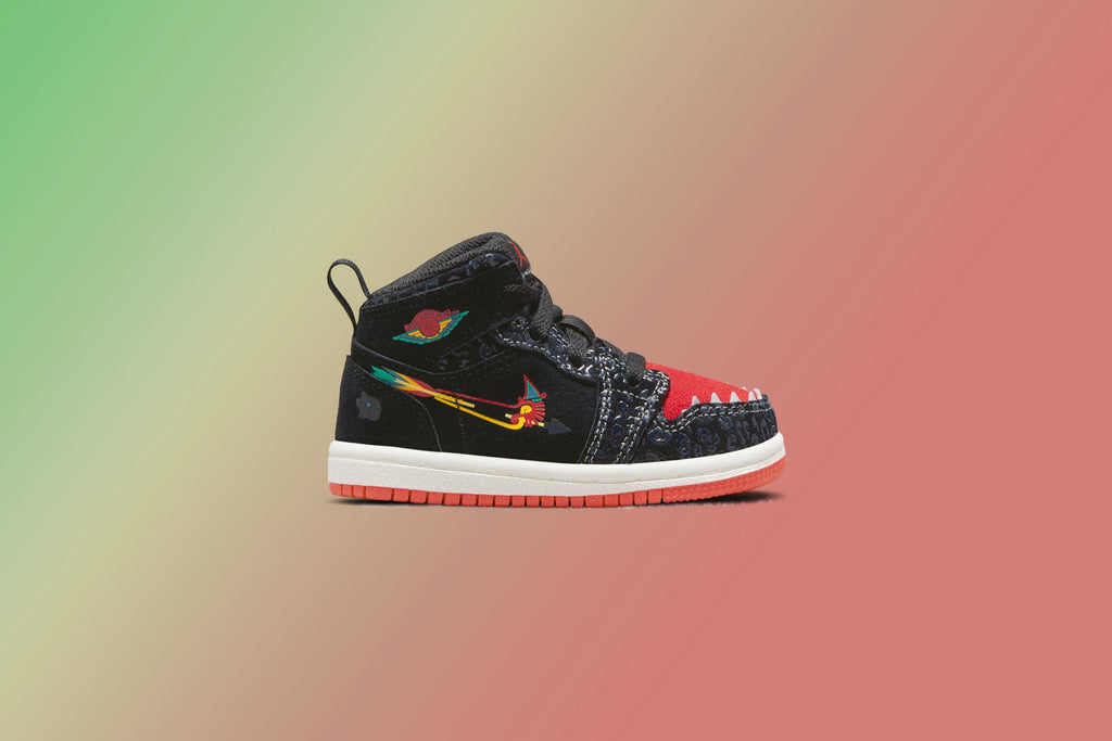 Air Jordan 1 Mid SE (TD) "Siempre Familia" - Black/Chile Red