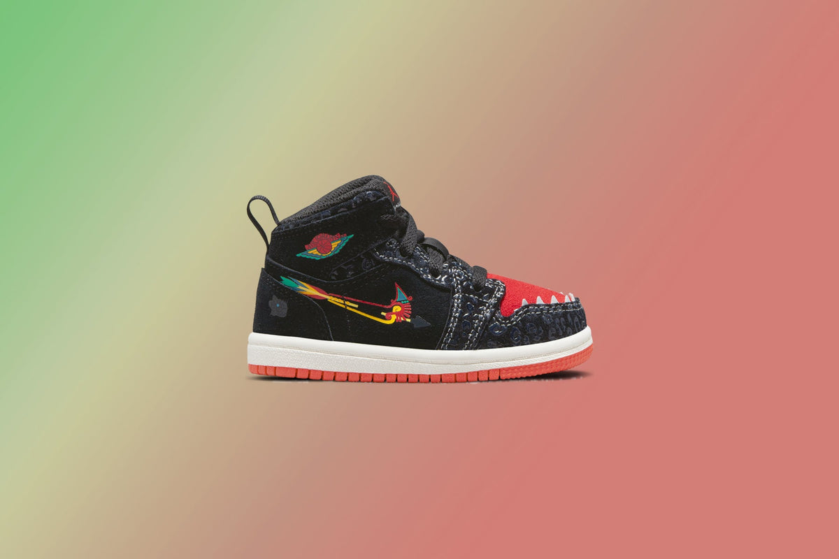 Air Jordan 1 Mid SE (TD) "Siempre Familia" - Black/Chile Red