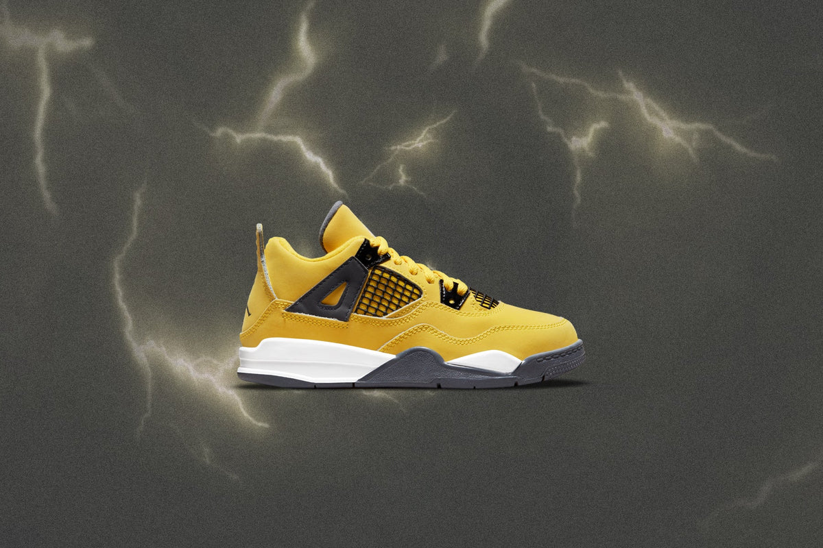 Air Jordan 4 Retro (PS) 'Lightning' - Tour Yellow/Dark Blue Grey