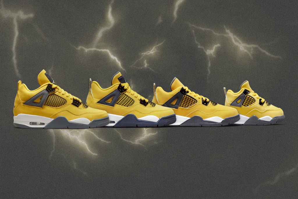 Air Jordan 4 Retro (PS) 'Lightning' - Tour Yellow/Dark Blue Grey