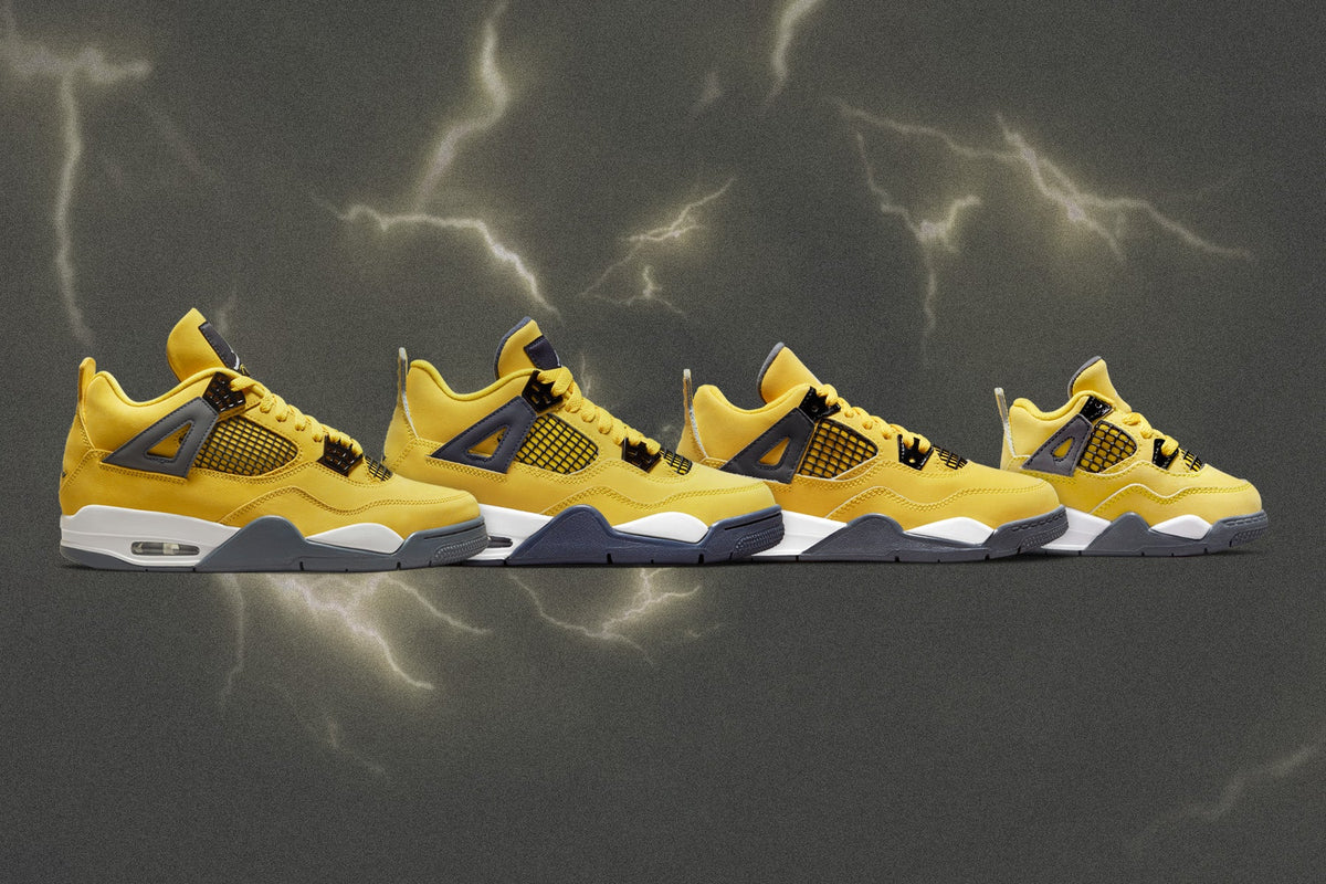 Air Jordan 4 Retro (PS) 'Lightning' - Tour Yellow/Dark Blue Grey