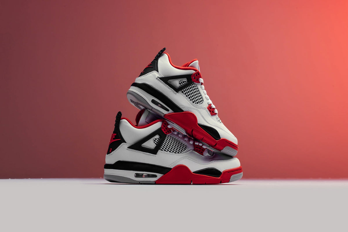 Air Jordan 4 Retro (GS) "Fire Red" - White/Black