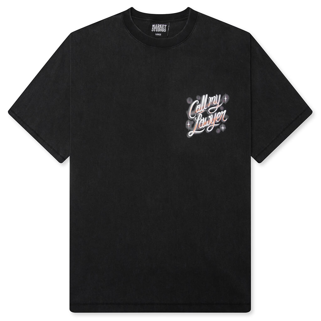 Airbrush Call My Lawyer T-Shirt - Washed Black