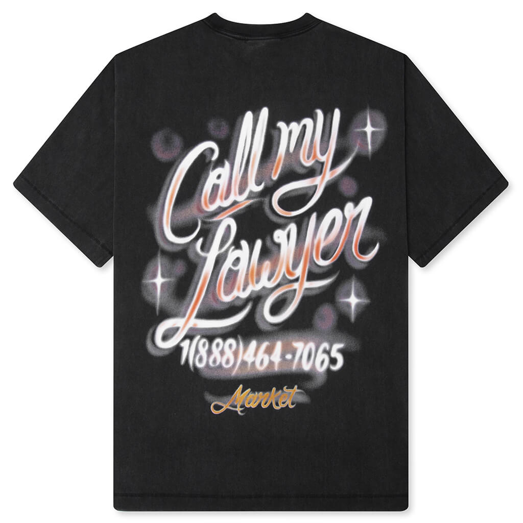 Airbrush Call My Lawyer T-Shirt - Washed Black