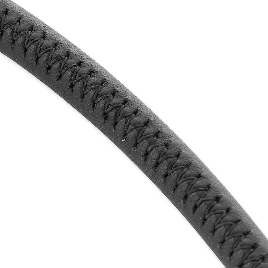 Bike Lock Leather Necklace - Black/Silver