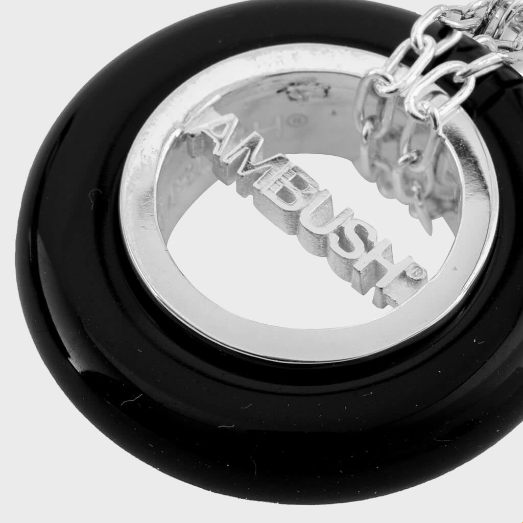 Carved Stones Charm Necklace - Black/Silver