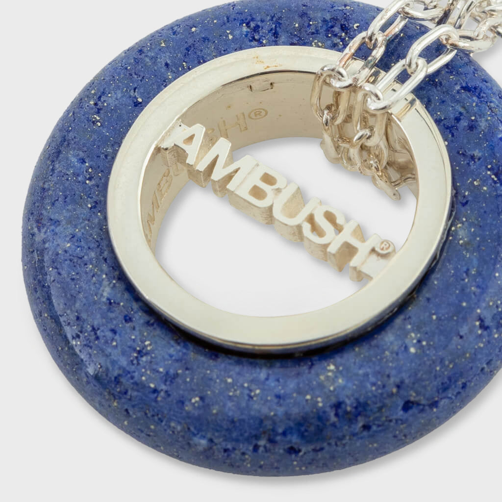 Carved Stones Charm Necklace - Blue/Silver