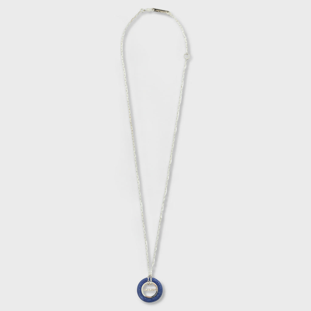 Carved Stones Charm Necklace - Blue/Silver
