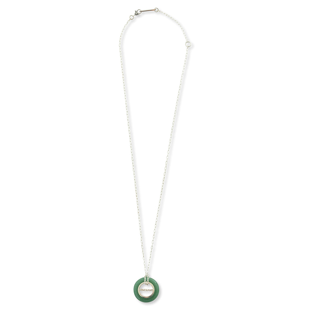 Carved Stones Charm Necklace - Green/Silver