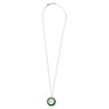 Carved Stones Charm Necklace - Green/Silver