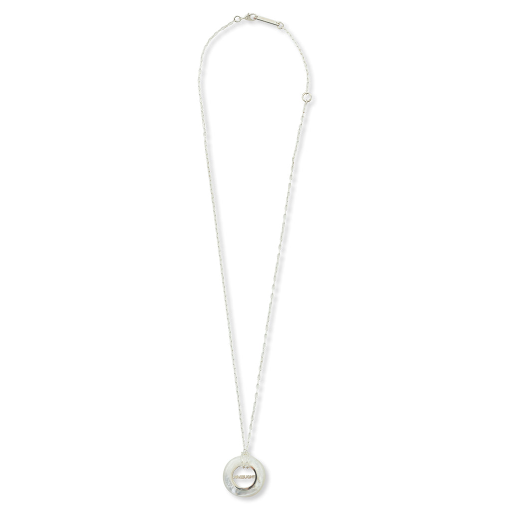 Carved Stones Charm Necklace - White/Silver