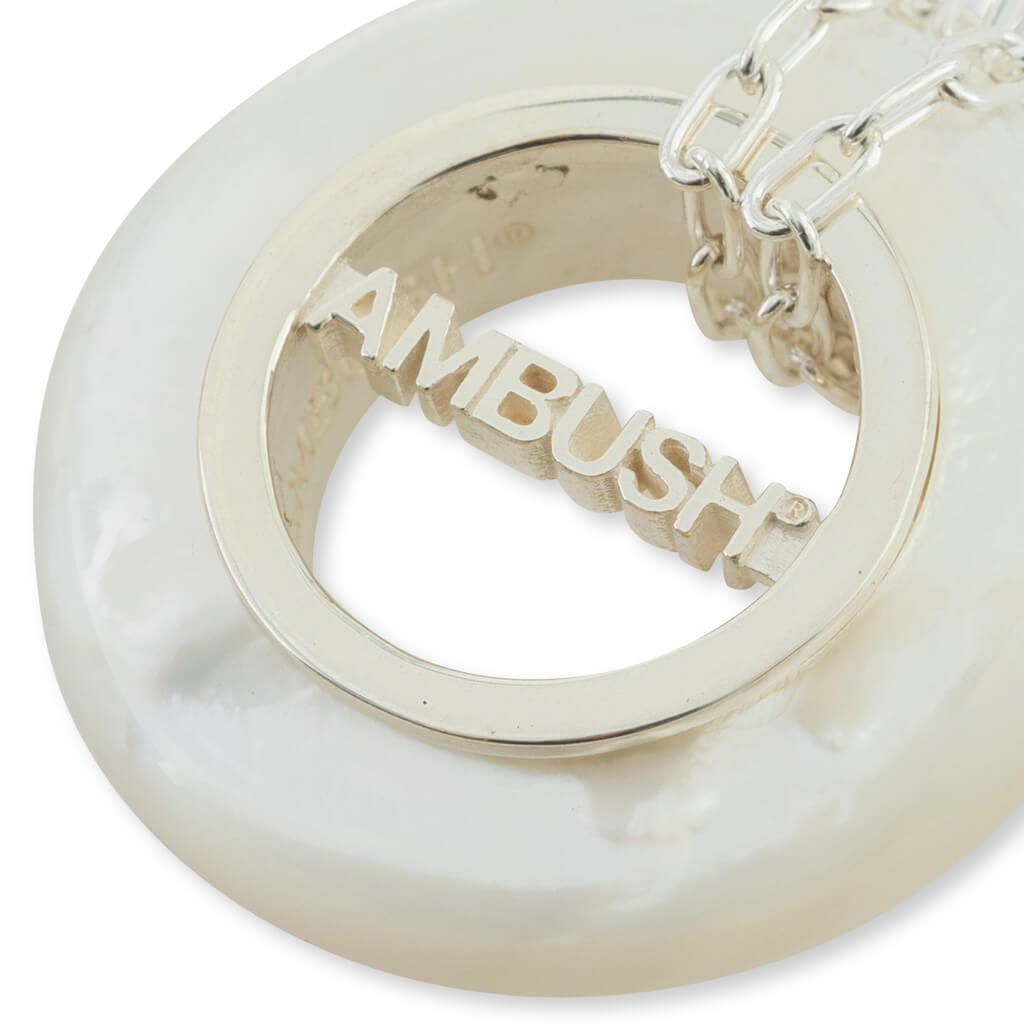 Carved Stones Charm Necklace - White/Silver