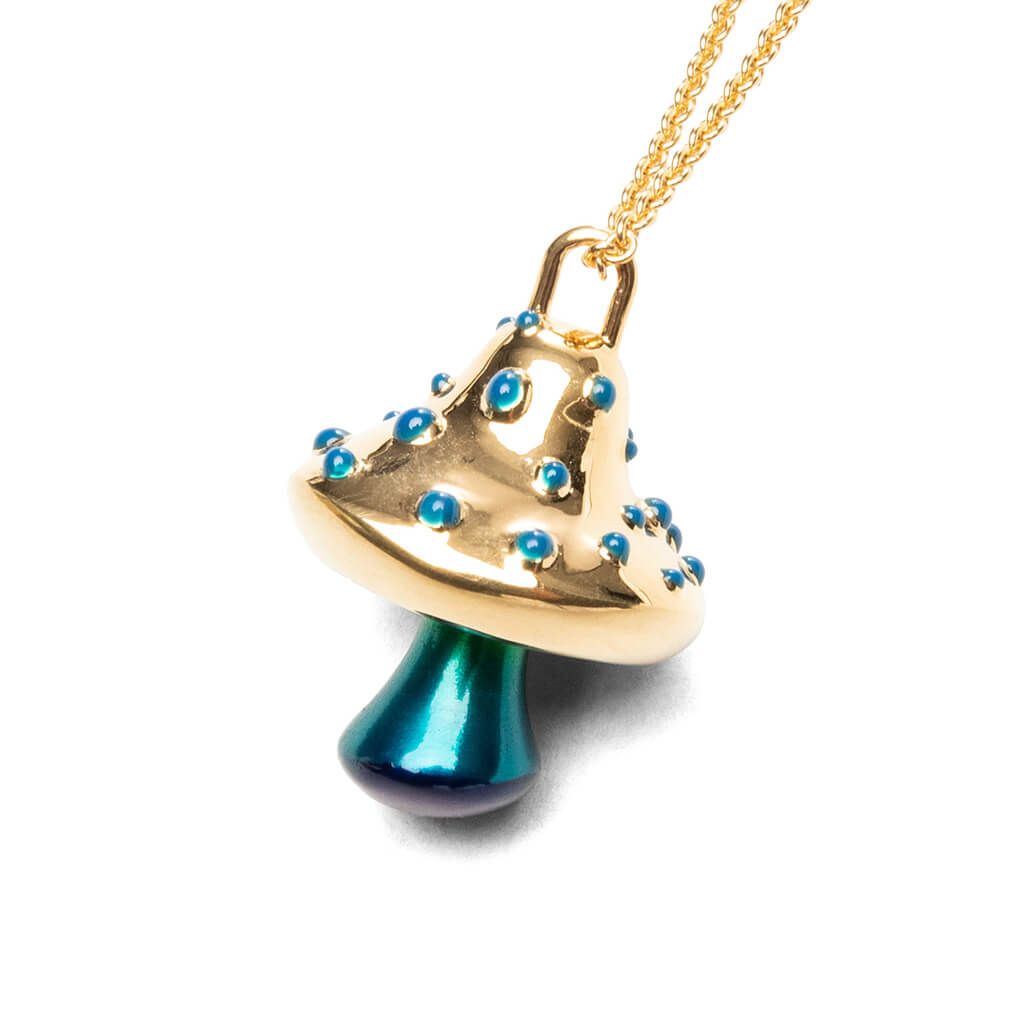 Color Mushroom Charm Necklace - Gold/Multi