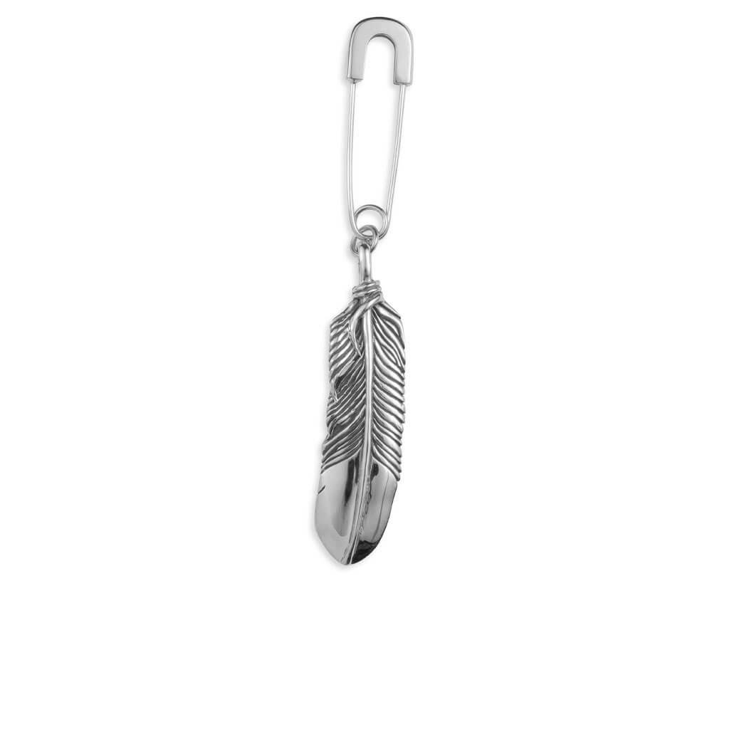 Feather Charm Earring - Silver