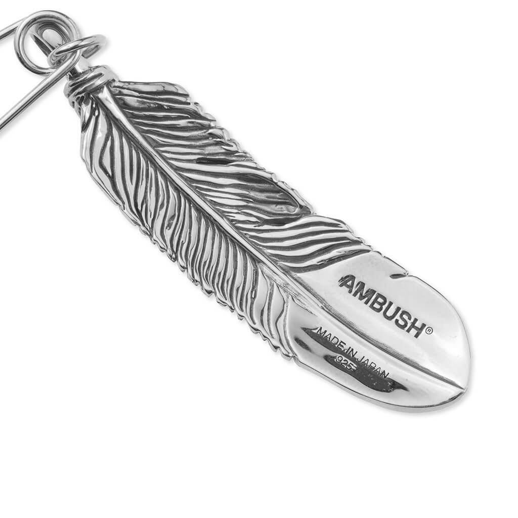 Feather Charm Earring - Silver