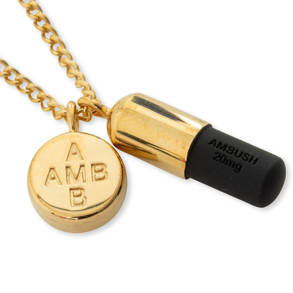 KK Pill Charm Necklace - Gold/Black