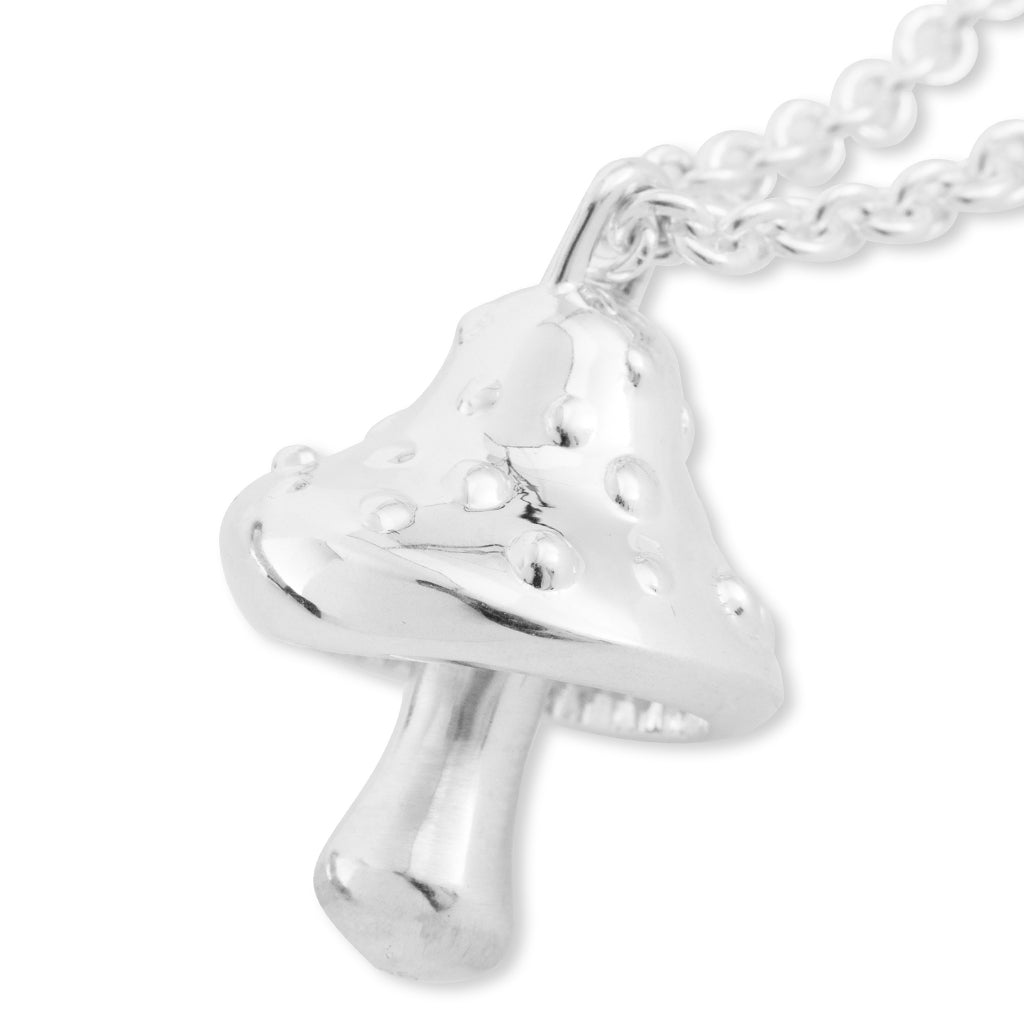 Mushroom Charm Necklace - Silver