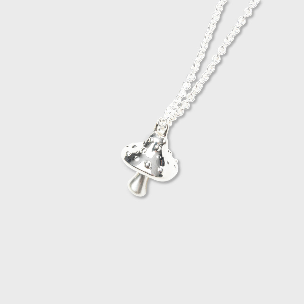 Mushroom Charm Necklace - Silver
