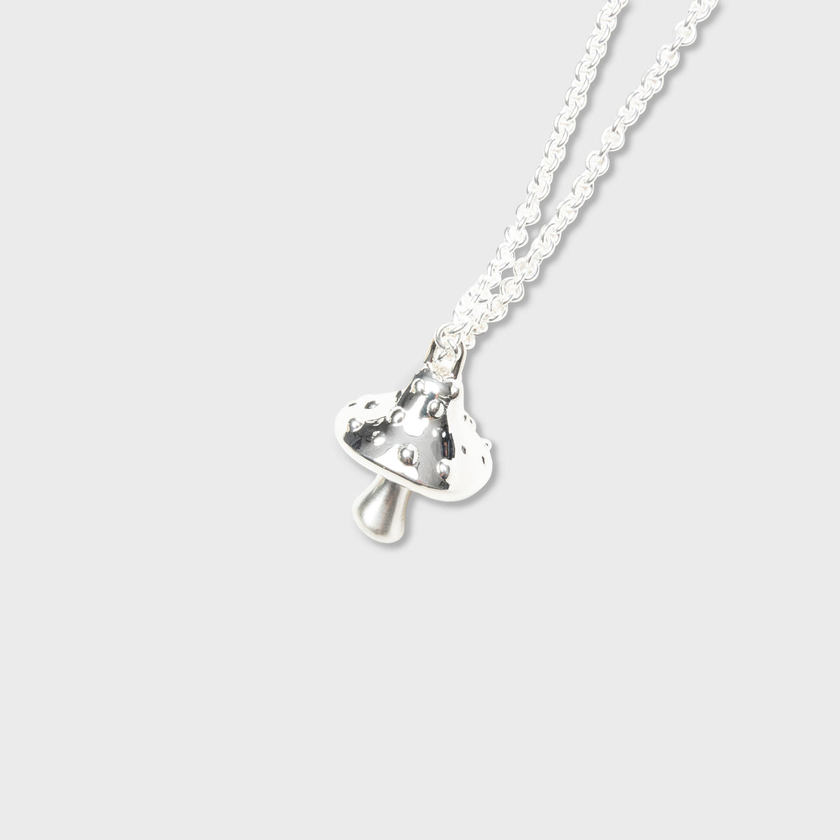 Mushroom Charm Necklace - Silver