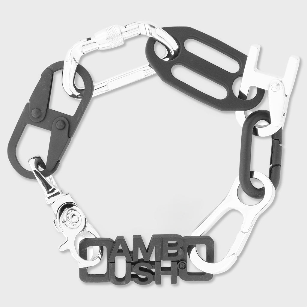 New Multi Carabiner Bracelet - Silver/Black