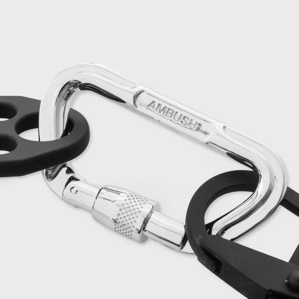 New Multi Carabiner Bracelet - Silver/Black