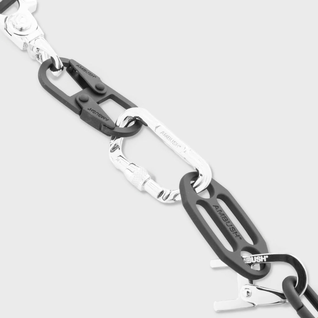 New Multi Carabiner Bracelet - Silver/Black