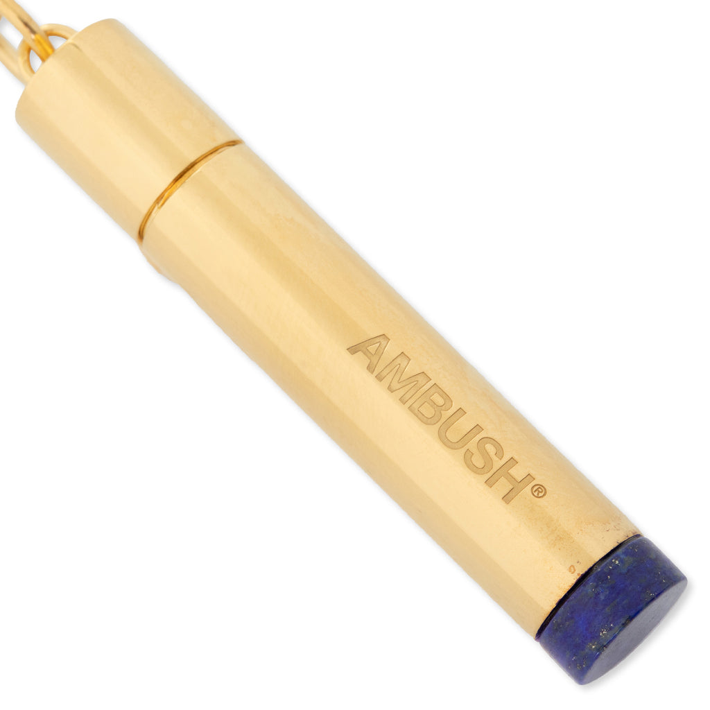 Pill Case Necklace Stone - Gold/Blue