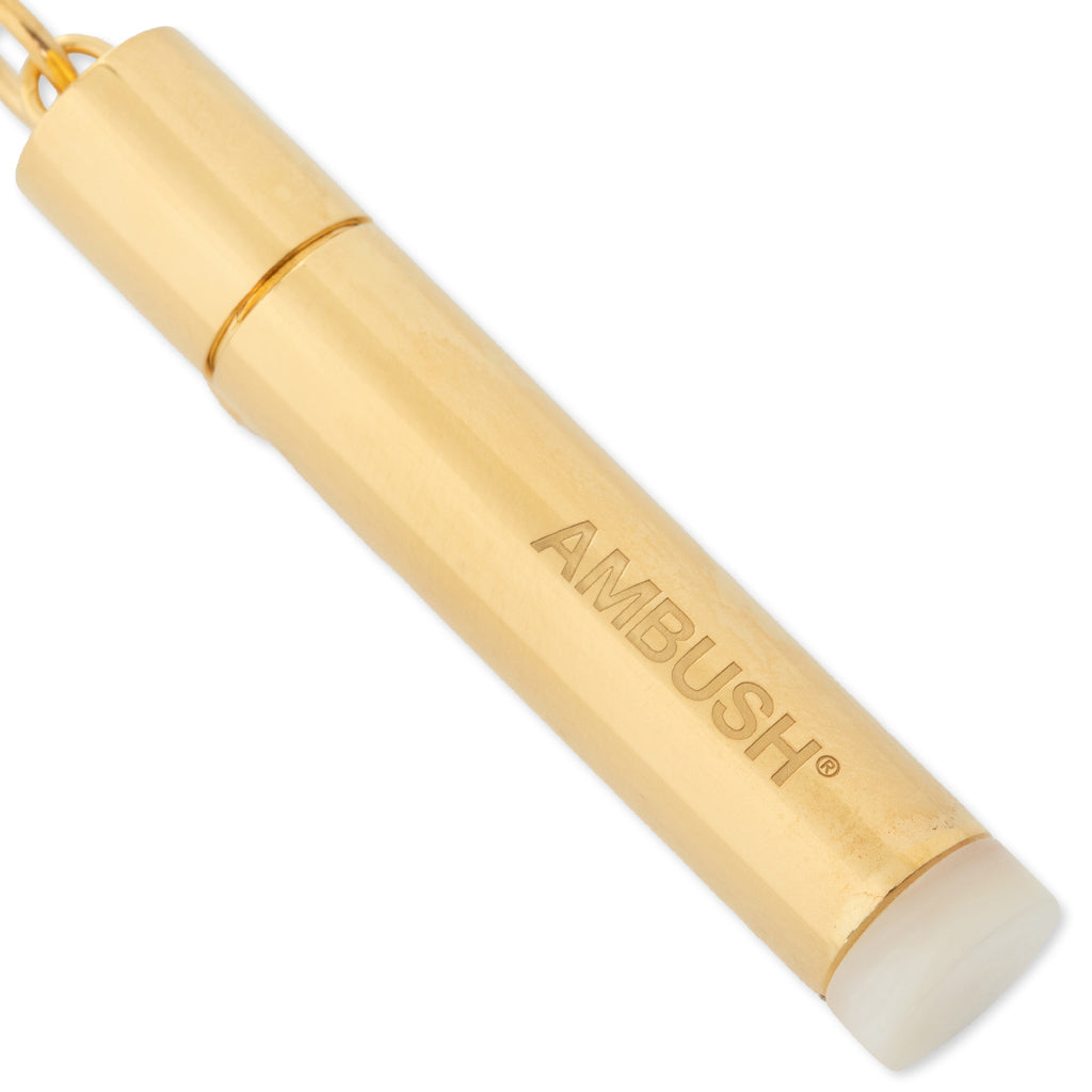 Pill Case Necklace Stone - Gold/White