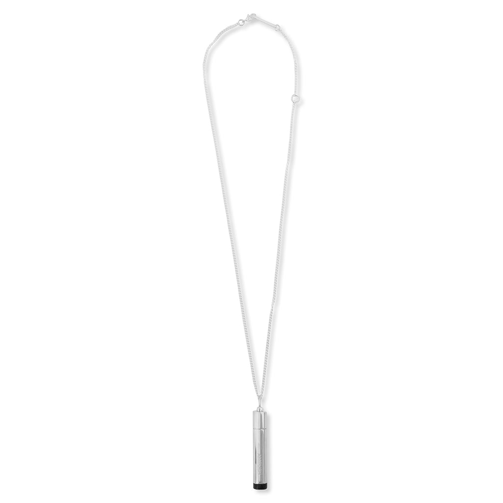 Pill Case Necklace Stone - Silver/Black