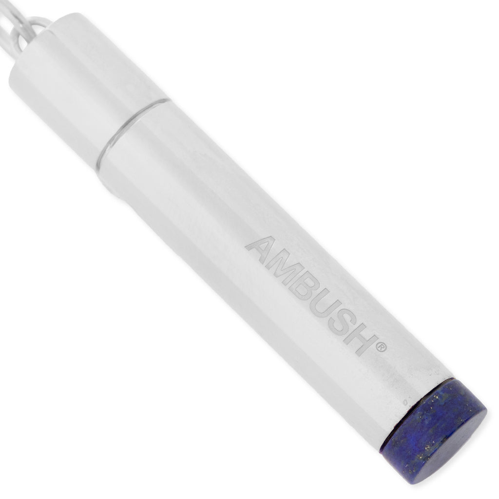 Pill Case Necklace Stone - Silver/Blue