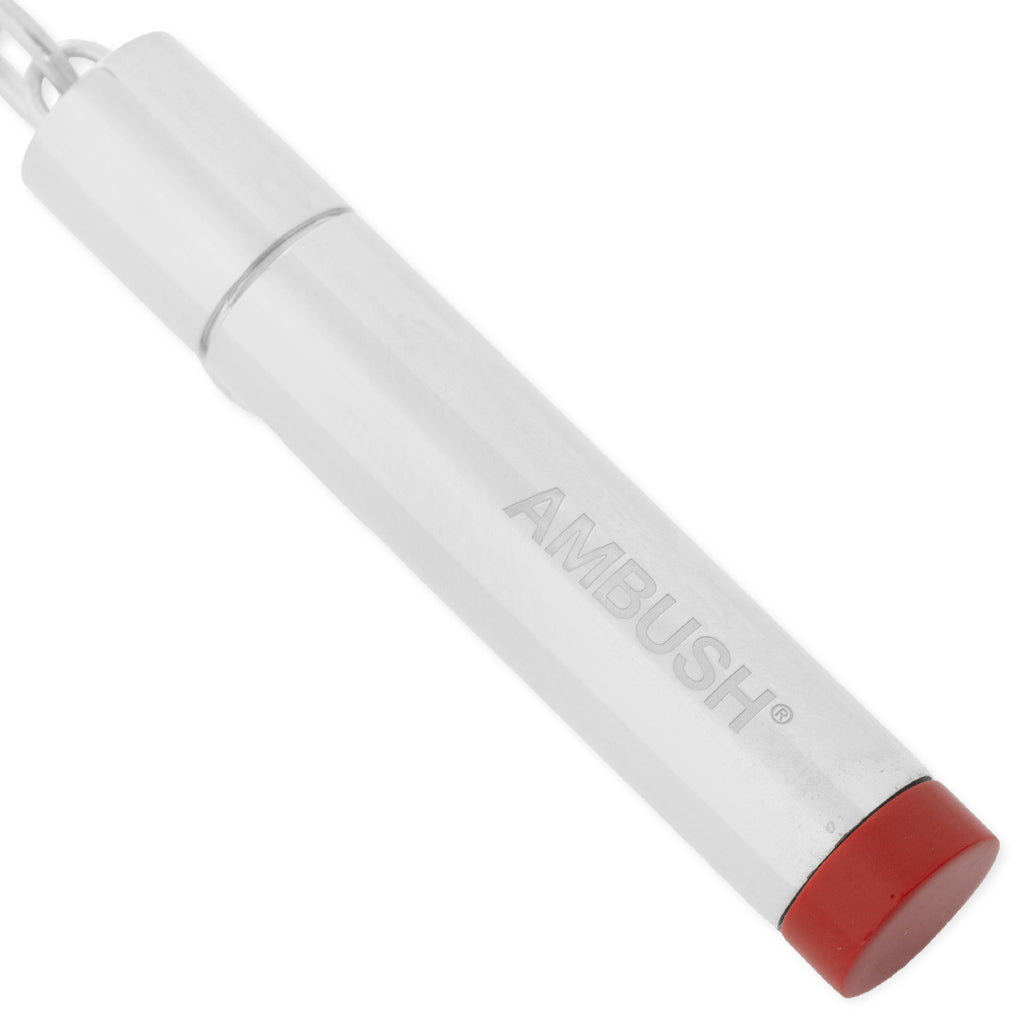 Pill Case Necklace Stone - Silver/Red