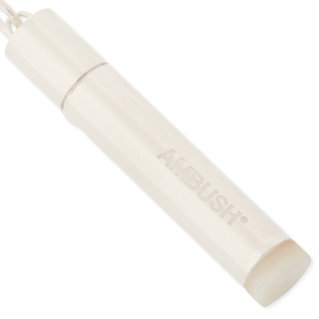 Pill Case Necklace Stone - Silver/White