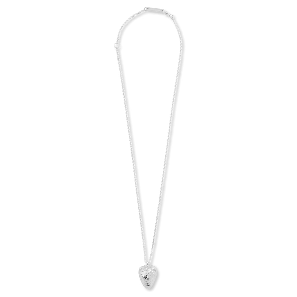 Strawberry Charm Necklace - Silver