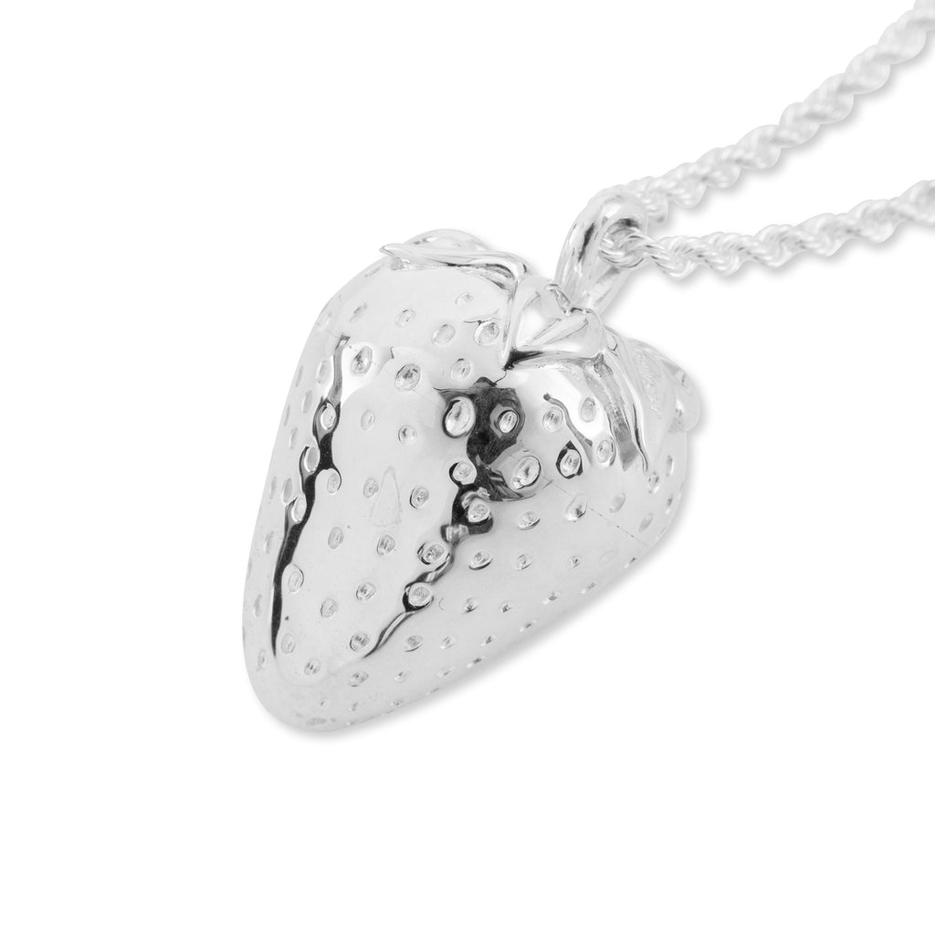 Strawberry Charm Necklace - Silver