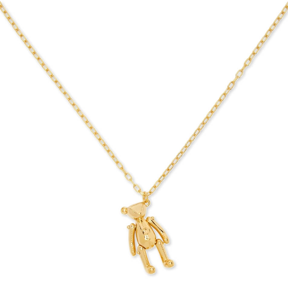 Teddy Bear Charm Necklace - Gold