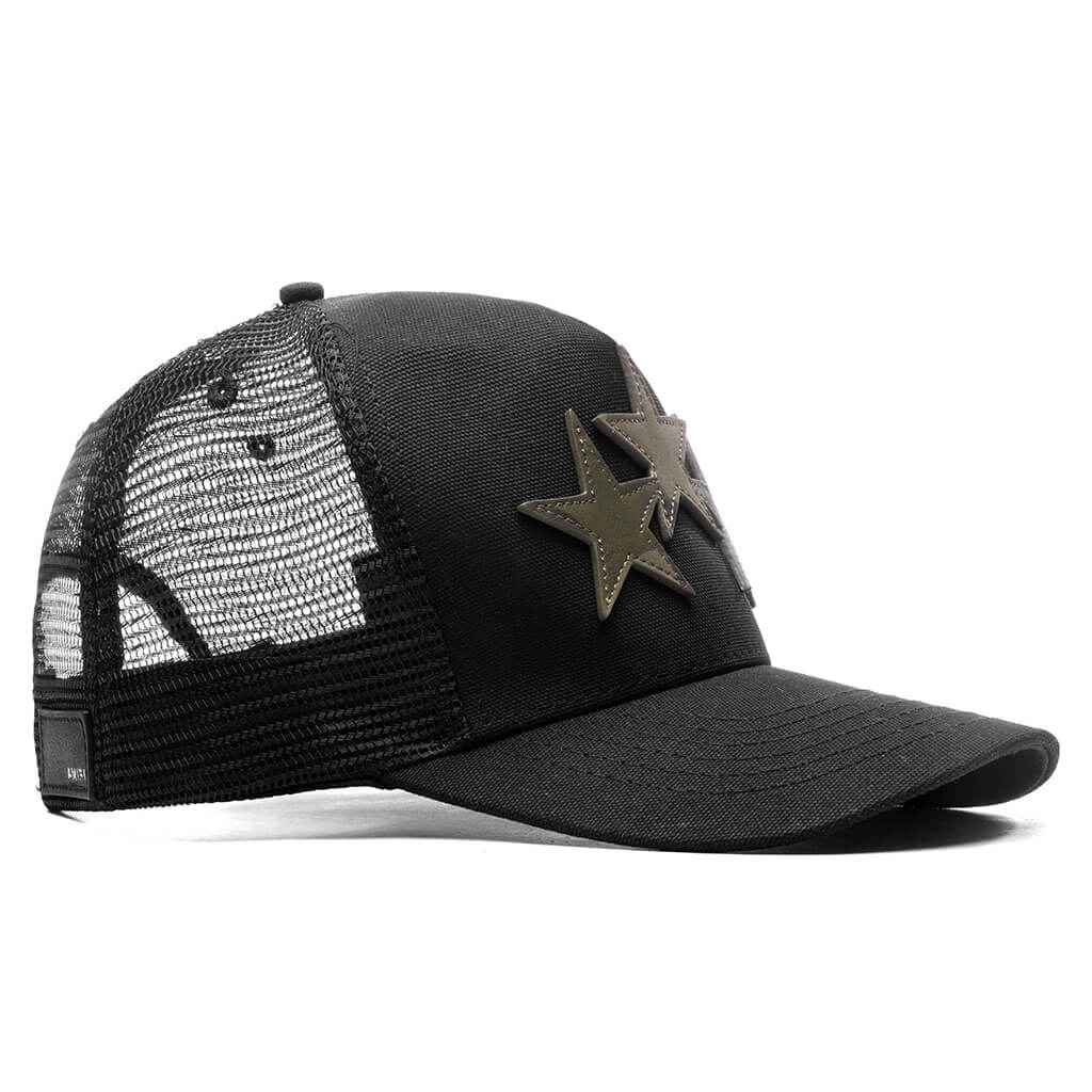 Three Star Trucker Hat - Black/Camo