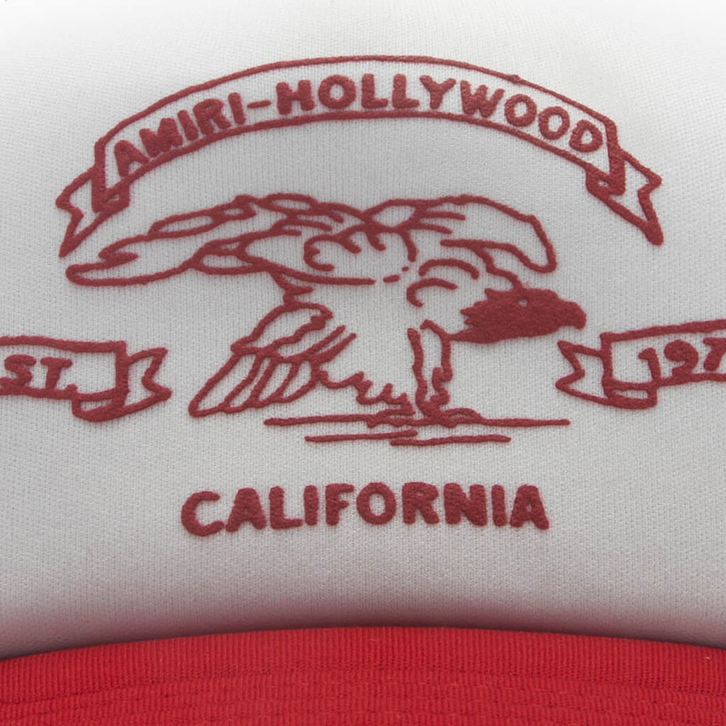 Amiri Eagle Trucker Hat - Red Rose