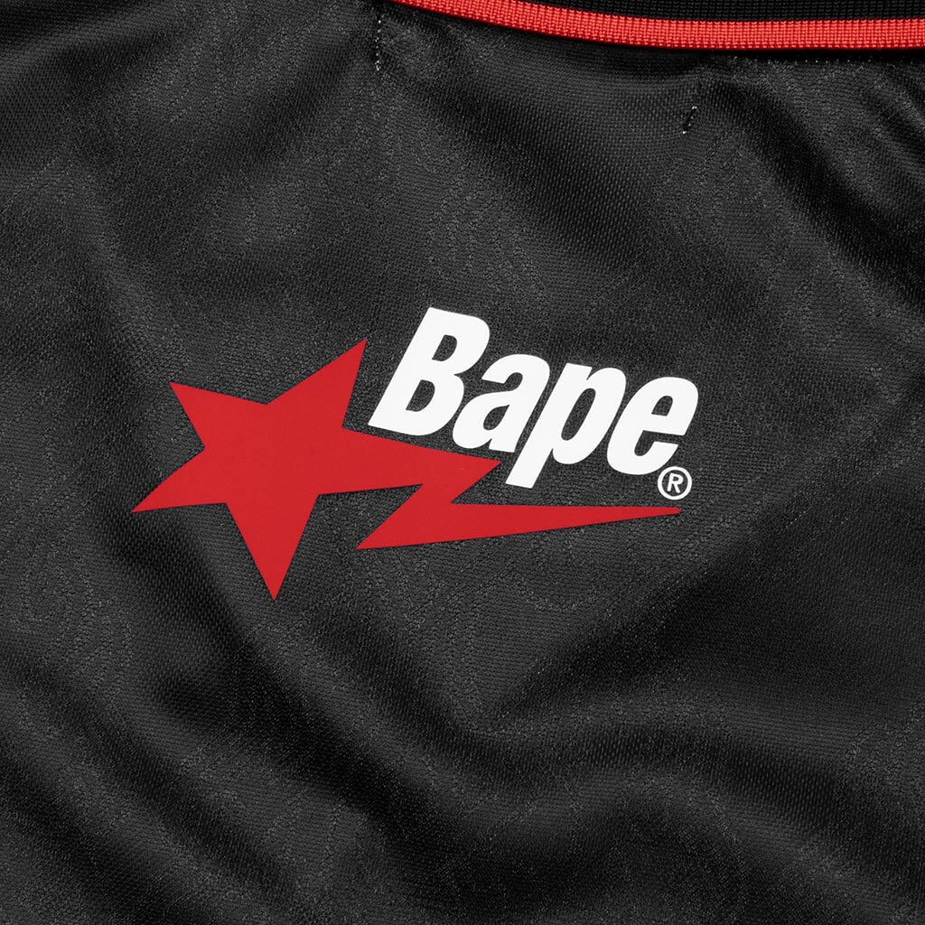 Ape Flame Monogram Jacquard Logo Relaxed Fit Football Jersey - Black